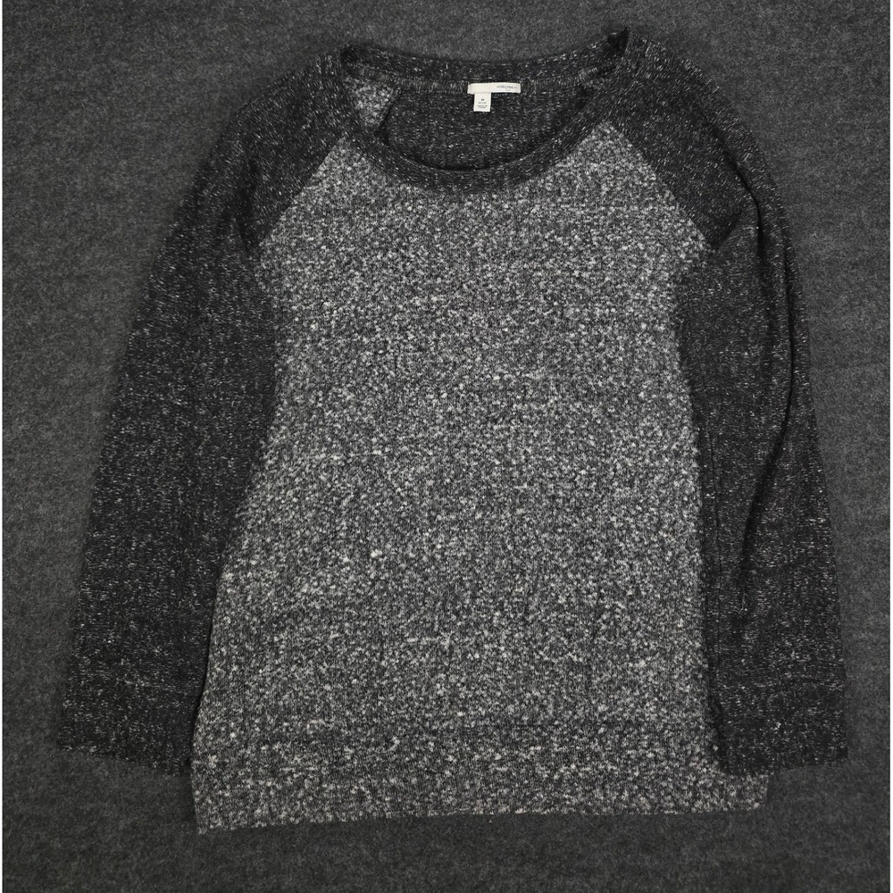 Halogen Womens Charcoal Gray Speckled Long Sleeve Raglan Knit Top Comfy Size MP